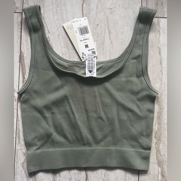 Adidas Olive Ribbed Tank Top - Picture 2 of 3